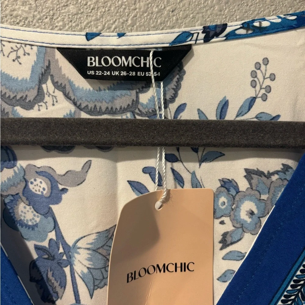 BloomChic Blue and White Patterned Maxi Dress - Picture 2 of 5